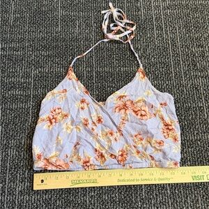 American Eagle Halter Crop Top Womens S Floral Y2K Cottage Core Fairy Hippie